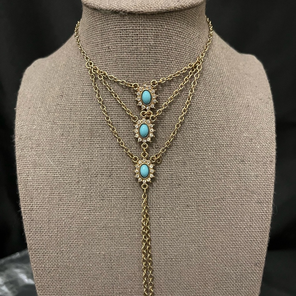 Chic Gold and Turquoise with Rhinestones Ankle/Foot Bracelet